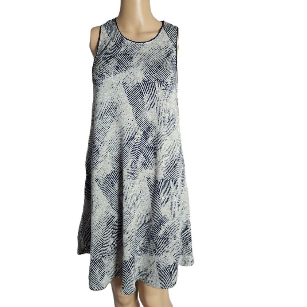 Tart Collections Gray Blue Abstract Brushstroke Jersey Swing Dress Small NWT